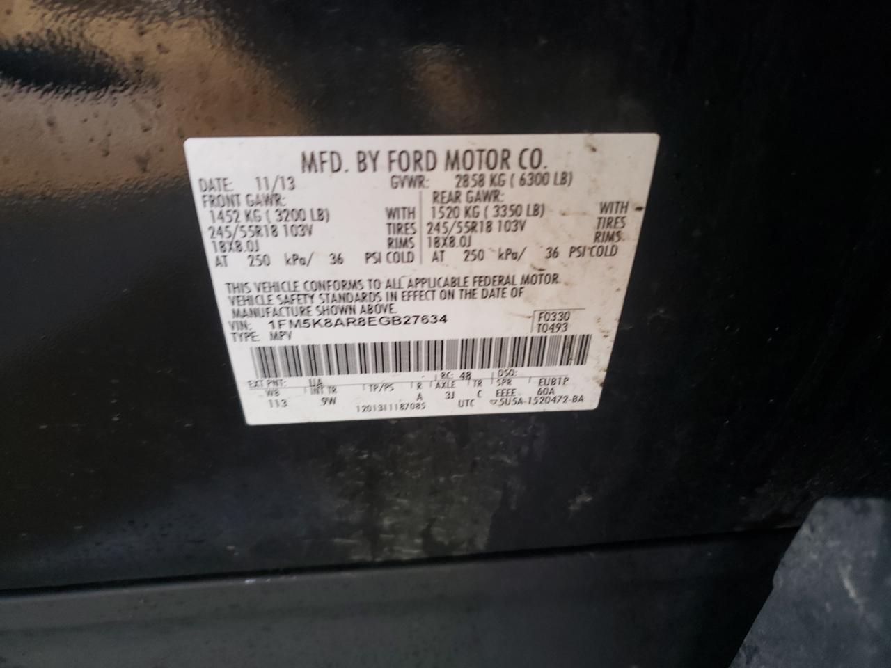 Photo 10 from auction – 2014 FORD EXPLORER P with VIN 1FM5K8AR8EGB27634
