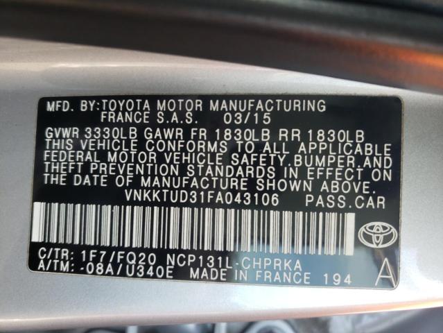 Photo 10 from auction – 2015 TOYOTA YARIS with VIN VNKKTUD31FA043106