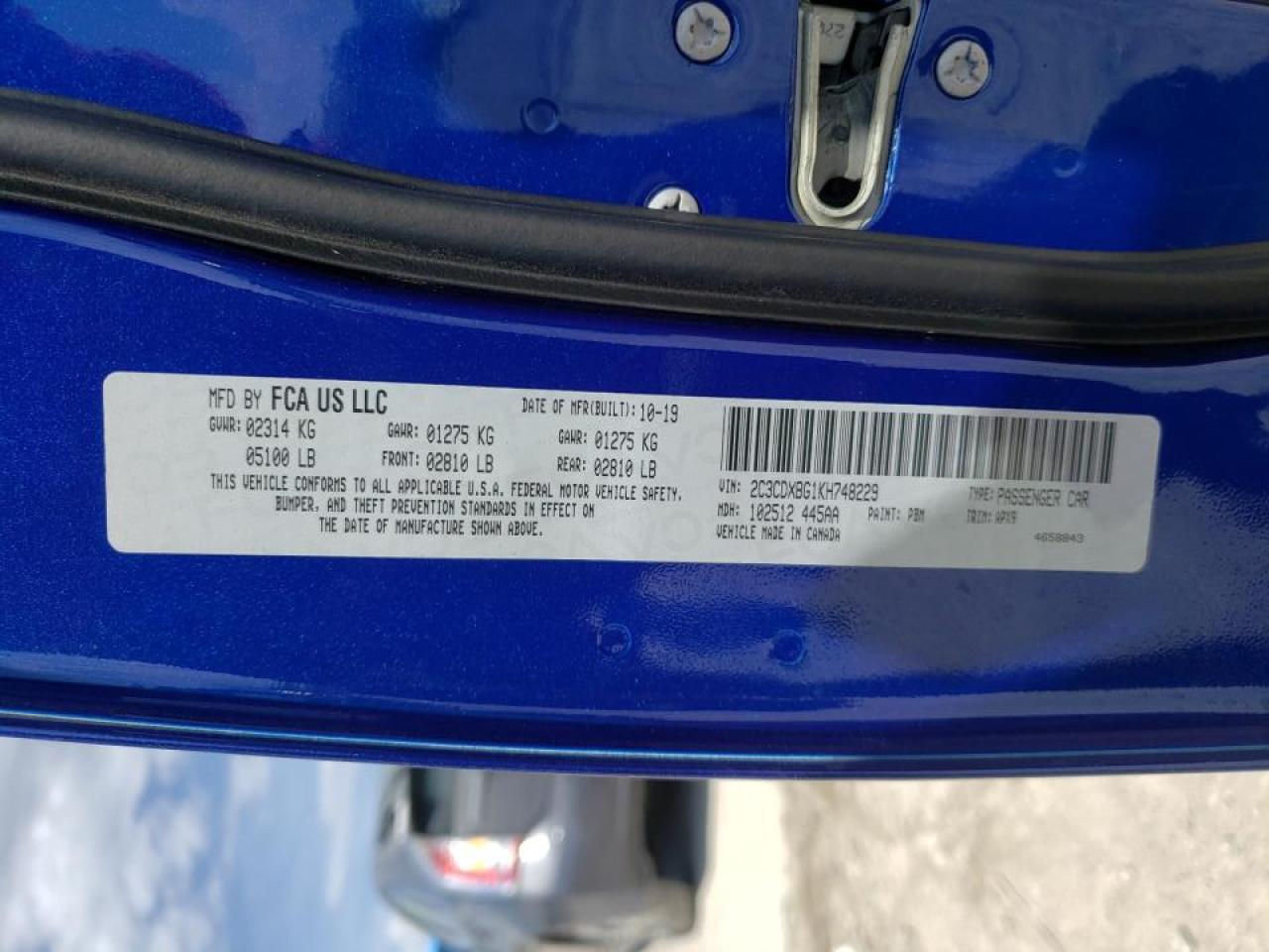 Photo 10 from auction – 2019 DODGE CHARGER SX with VIN 2C3CDXBG1KH748229