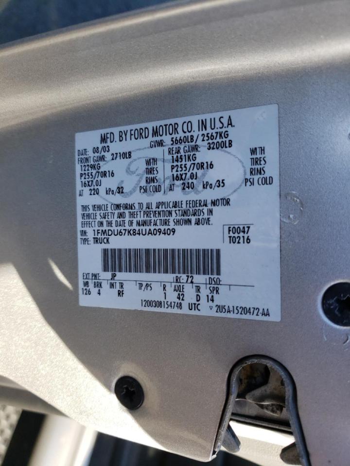 Photo 10 from auction – 2004 FORD EXPLORER S with VIN 1FMDU67K84UA09409