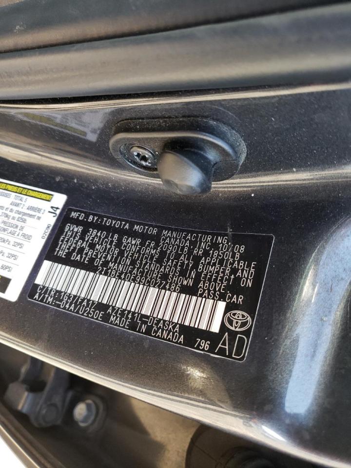 Photo 10 from auction – 2009 TOYOTA COROLLA XR with VIN 2T1BE40E99C027486