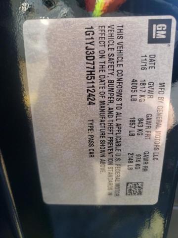 Photo 10 from auction – 2017 CHEVROLET CORVETTE S with VIN 1G1YJ3D77H5112424