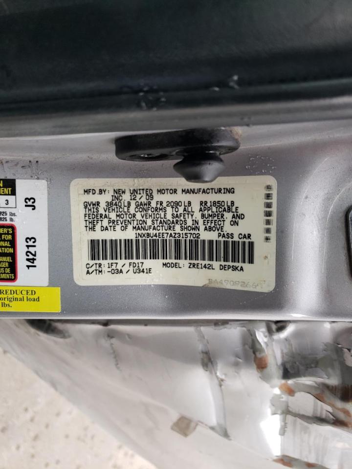 Photo 10 from auction – 2010 TOYOTA COROLLA BA with VIN 1NXBU4EE7AZ315702