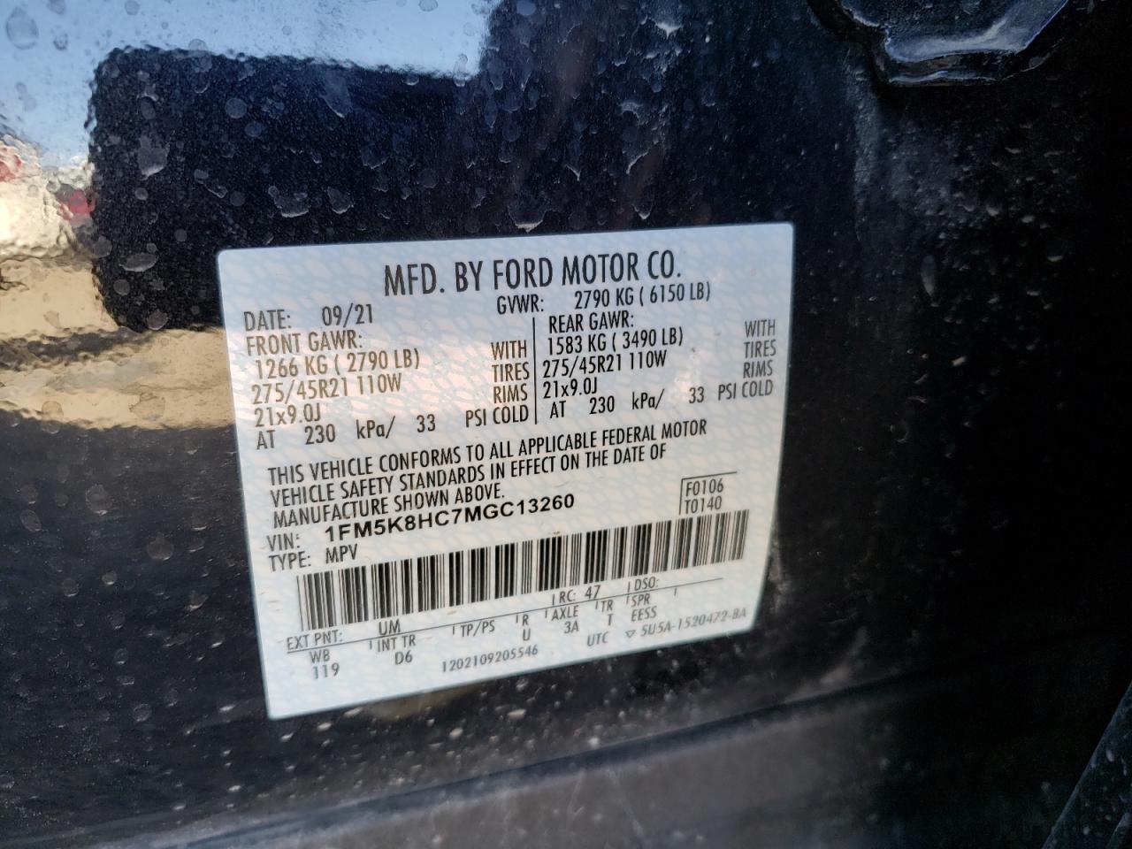 Photo 10 from auction – 2021 FORD EXPLORER P with VIN 1FM5K8HC7MGC13260