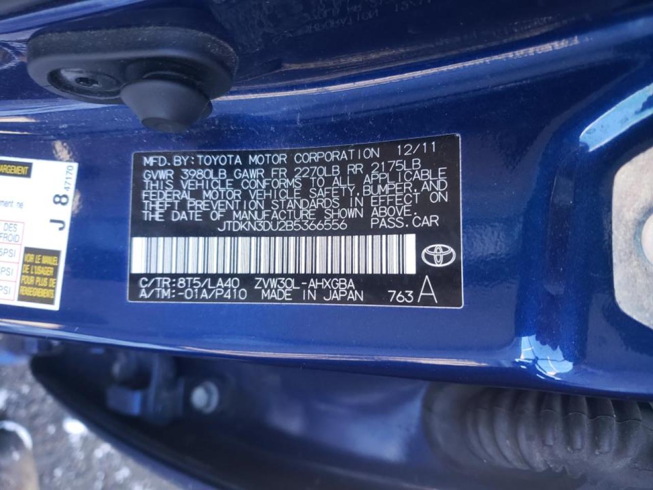 Photo 10 from auction – 2011 TOYOTA PRIUS with VIN JTDKN3DU2B5366556