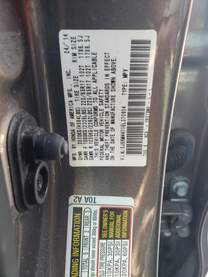 Photo 10 from auction – 2014 HONDA CR-V EXL with VIN 5J6RM4H71EL070904