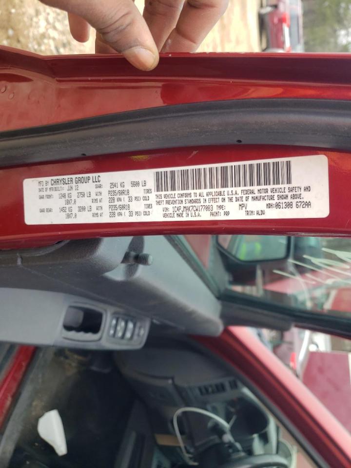 Photo 10 from auction – 2012 JEEP LIBERTY SP with VIN 1C4PJMAK7CW177083