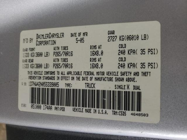 Photo 10 from auction – 2005 DODGE DAKOTA SLT with VIN 1D7HW42N05S339005