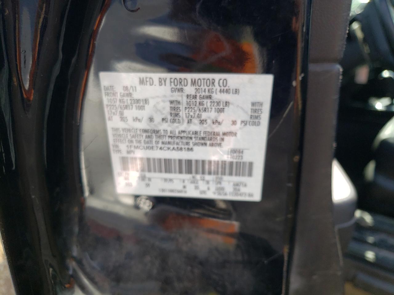 Zdjęcie 10 z aukcji – 2012 FORD ESCAPE LIM z VIN 1FMCU0E74CKA58186
