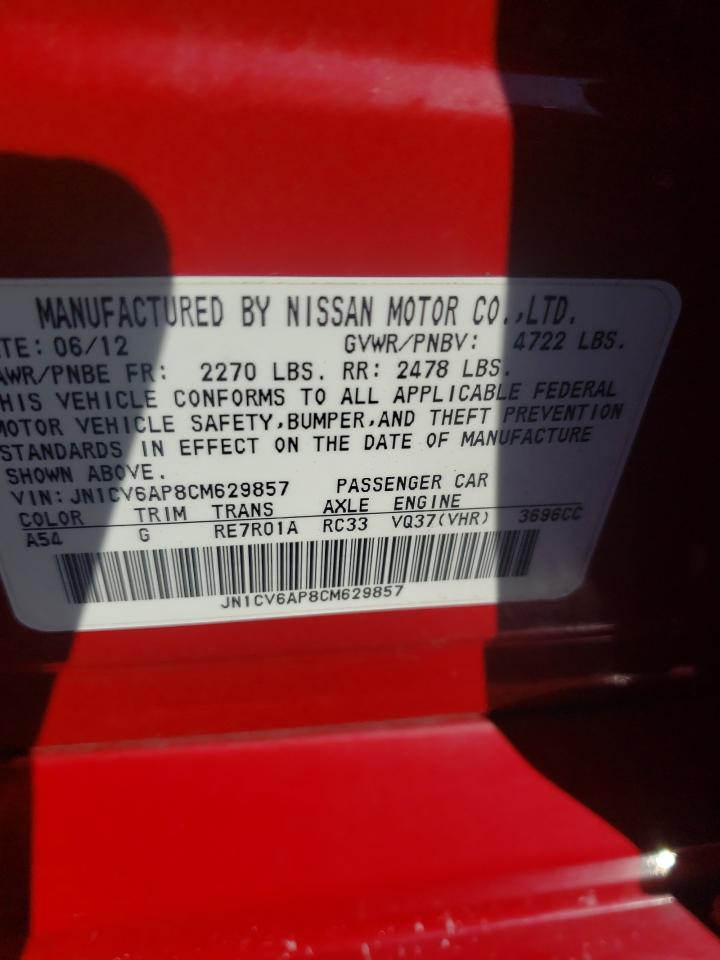 Photo 10 from auction – 2012 INFINITI G37 BASE with VIN JN1CV6AP8CM629857