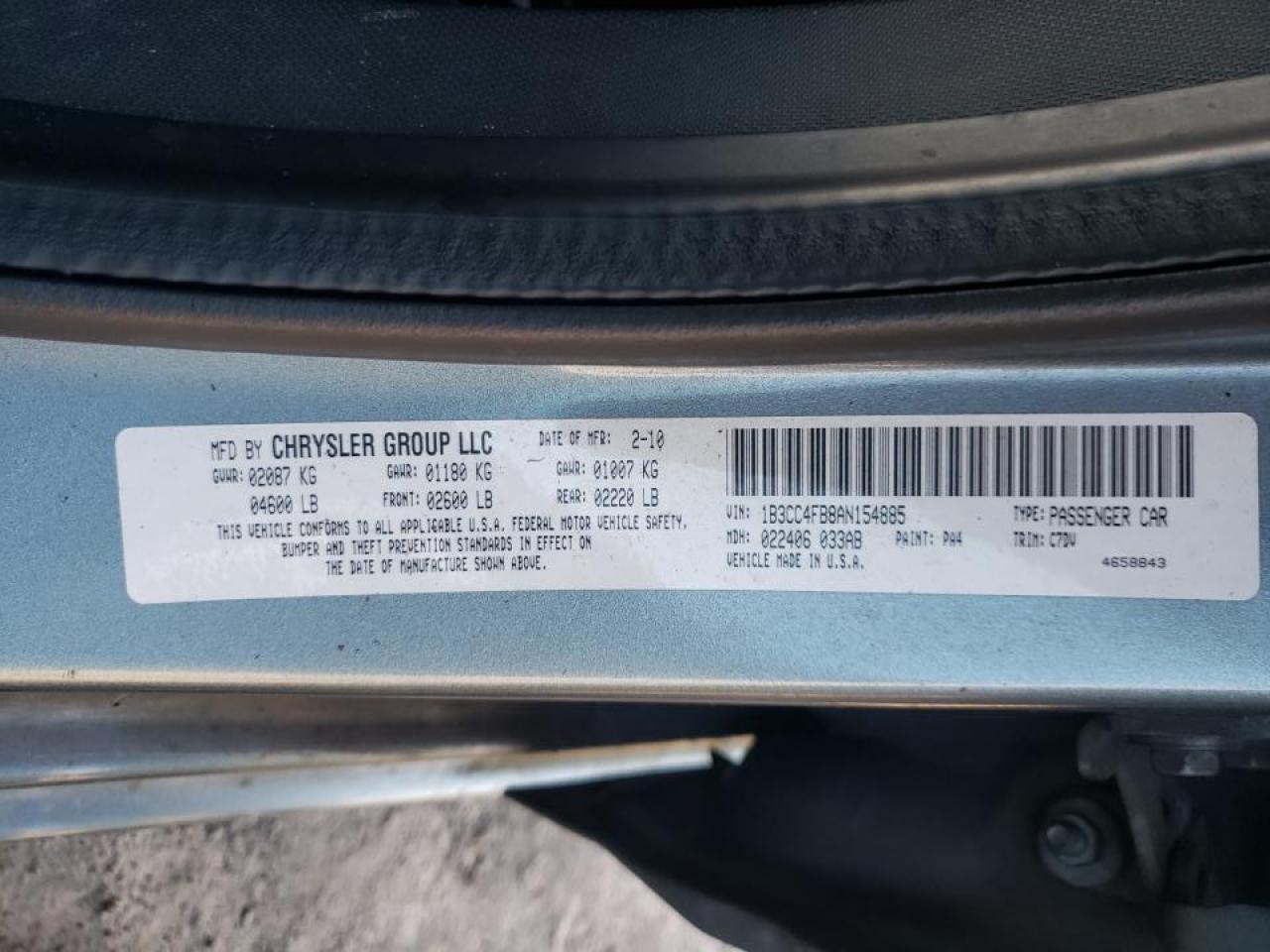 Zdjęcie 10 z aukcji – 2010 DODGE AVENGER SX z VIN 1B3CC4FB8AN154885