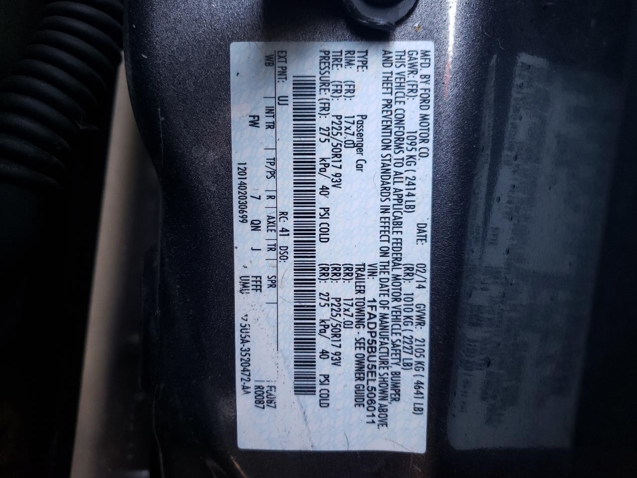 Photo 10 from auction – 2014 FORD C-MAX SEL with VIN 1FADP5BU5EL506011