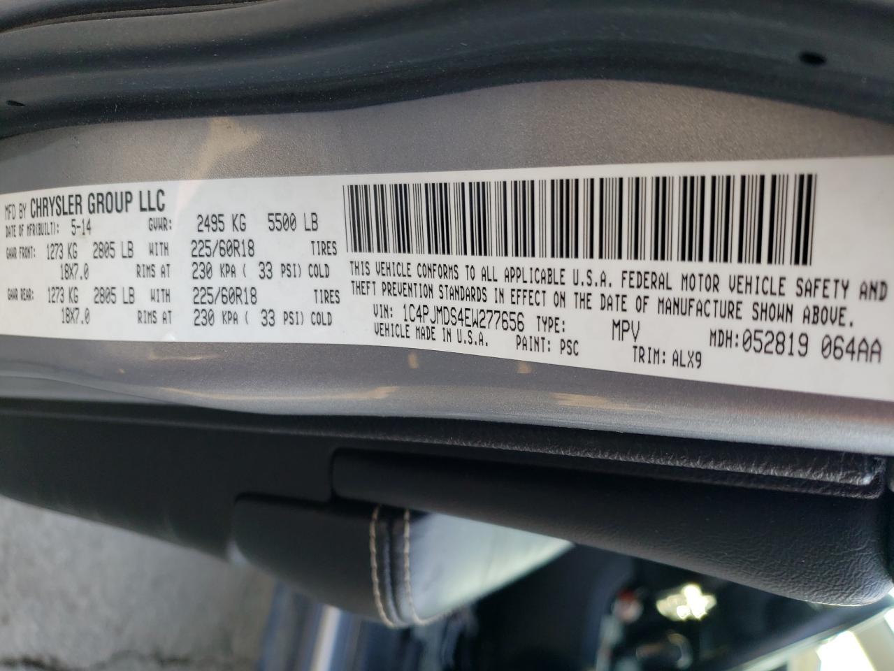 Photo 10 from auction – 2014 JEEP CHEROKEE L with VIN 1C4PJMDS4EW277656