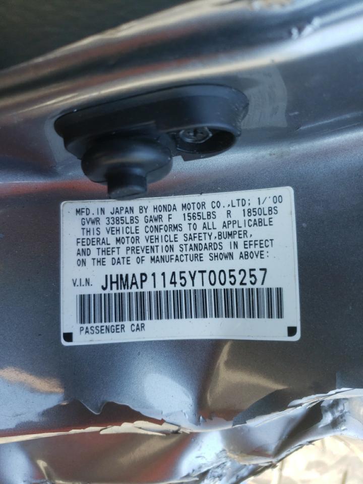 Photo 10 from auction – 2000 HONDA S2000 with VIN JHMAP1145YT005257
