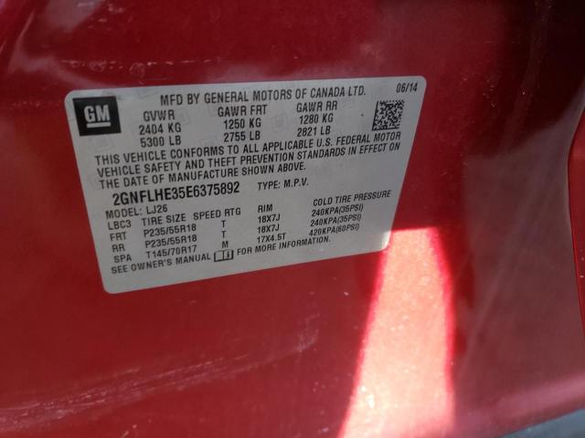 Photo 10 from auction – 2014 CHEVROLET EQUINOX LT with VIN 2GNFLHE35E6375892