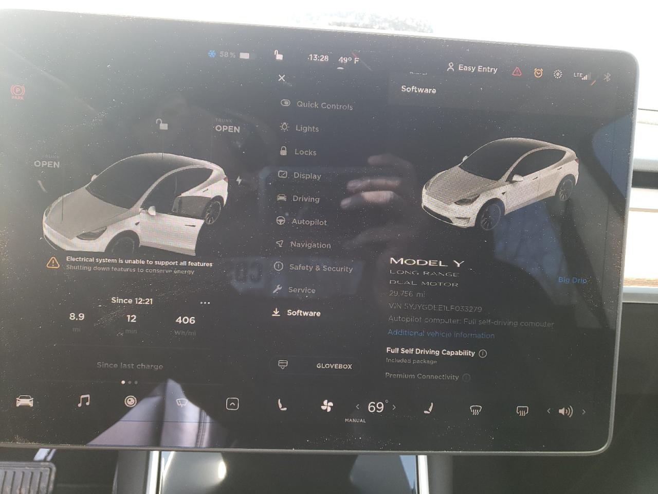 Photo 8 from auction – 2020 TESLA MODEL Y with VIN 5YJYGDEE1LF033279