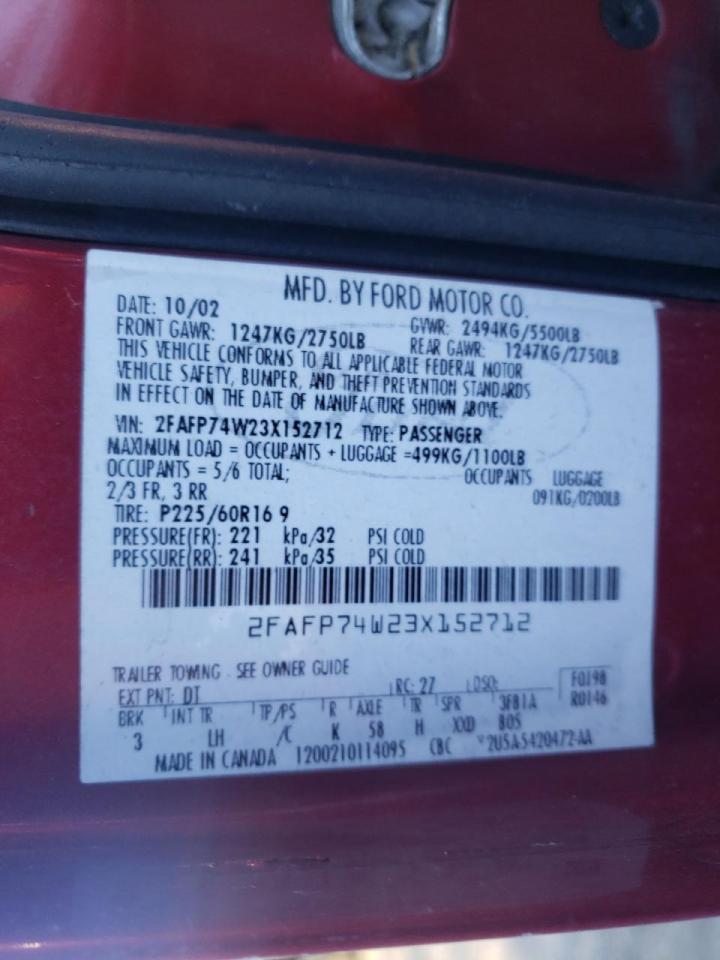 Photo 10 from auction – 2003 FORD CROWN VICT with VIN 2FAFP74W23X152712