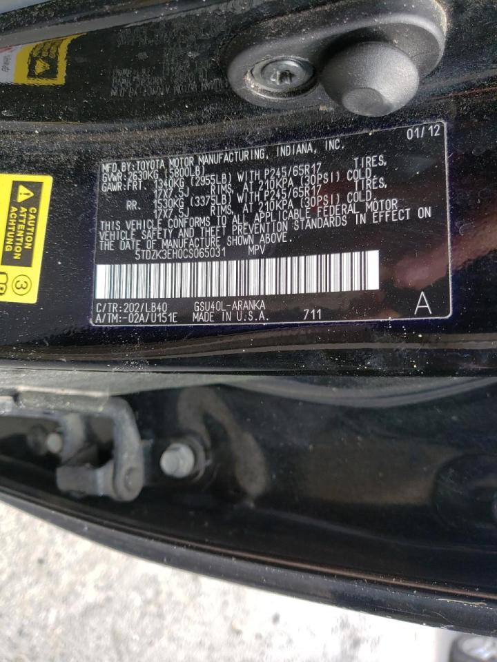 Photo 10 from auction – 2012 TOYOTA HIGHLANDER with VIN 5TDZK3EH0CS065031