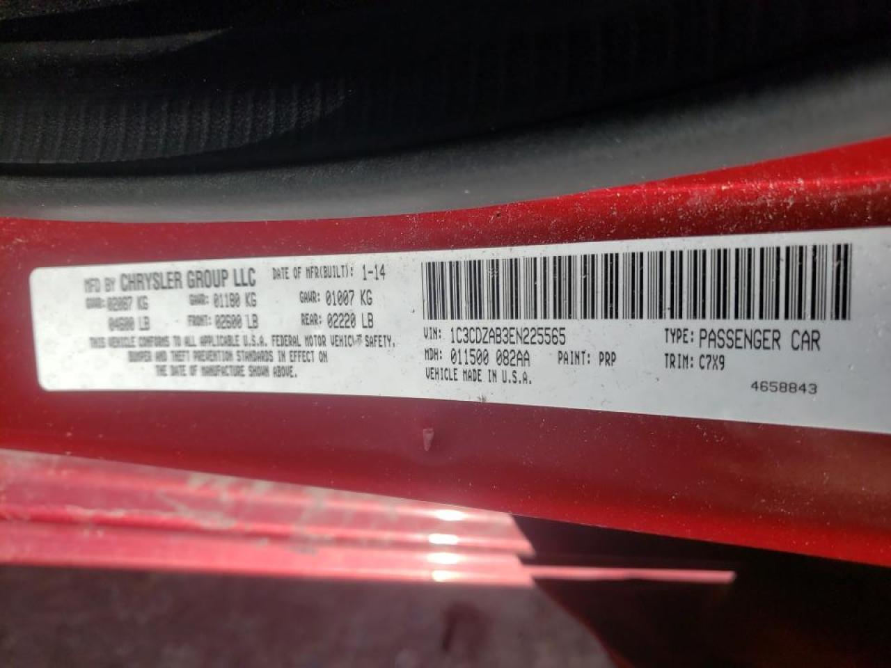 Photo 10 from auction – 2014 DODGE AVENGER SE with VIN 1C3CDZAB3EN225565