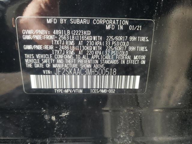 Photo 10 from auction – 2021 SUBARU FORESTER with VIN JF2SKAAC3MH500518