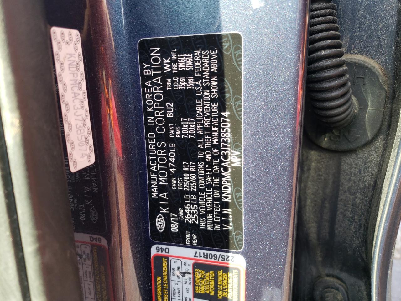 Photo 10 from auction – 2018 KIA SPORTAGE L with VIN KNDPMCAC3J7385074