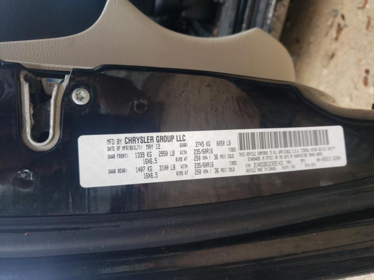 Photo 10 from auction – 2012 DODGE GRAND CARA with VIN 2C4RDGBG3CR351431