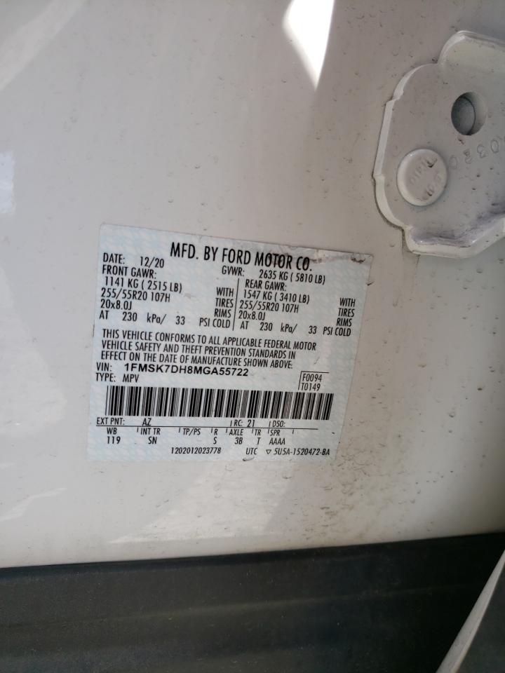 Photo 10 from auction – 2021 FORD EXPLORER X with VIN 1FMSK7DH8MGA55722