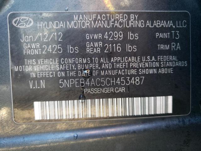 Photo 10 from auction – 2012 HYUNDAI SONATA GLS with VIN 5NPEB4AC5CH453487