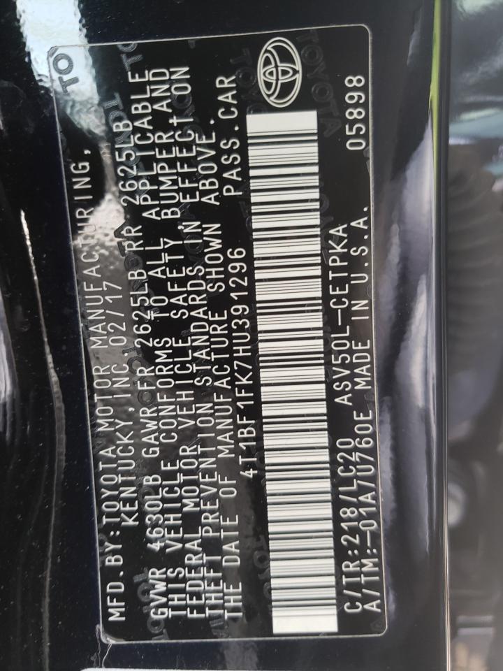 Photo 10 from auction – 2017 TOYOTA CAMRY with VIN 4T1BF1FK7HU391296