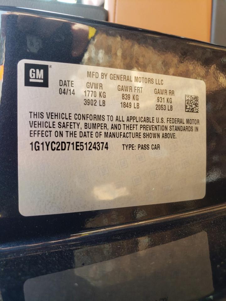 Photo 10 from auction – 2014 CHEVROLET CORVETTE S with VIN 1G1YC2D71E5124374