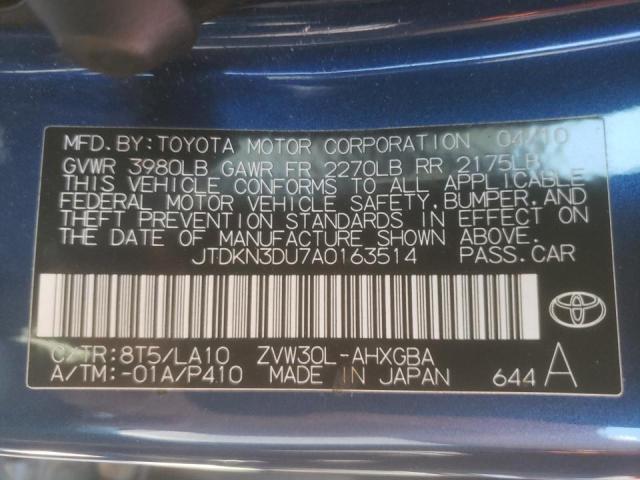 Photo 10 from auction – 2010 TOYOTA PRIUS with VIN JTDKN3DU7A0163514