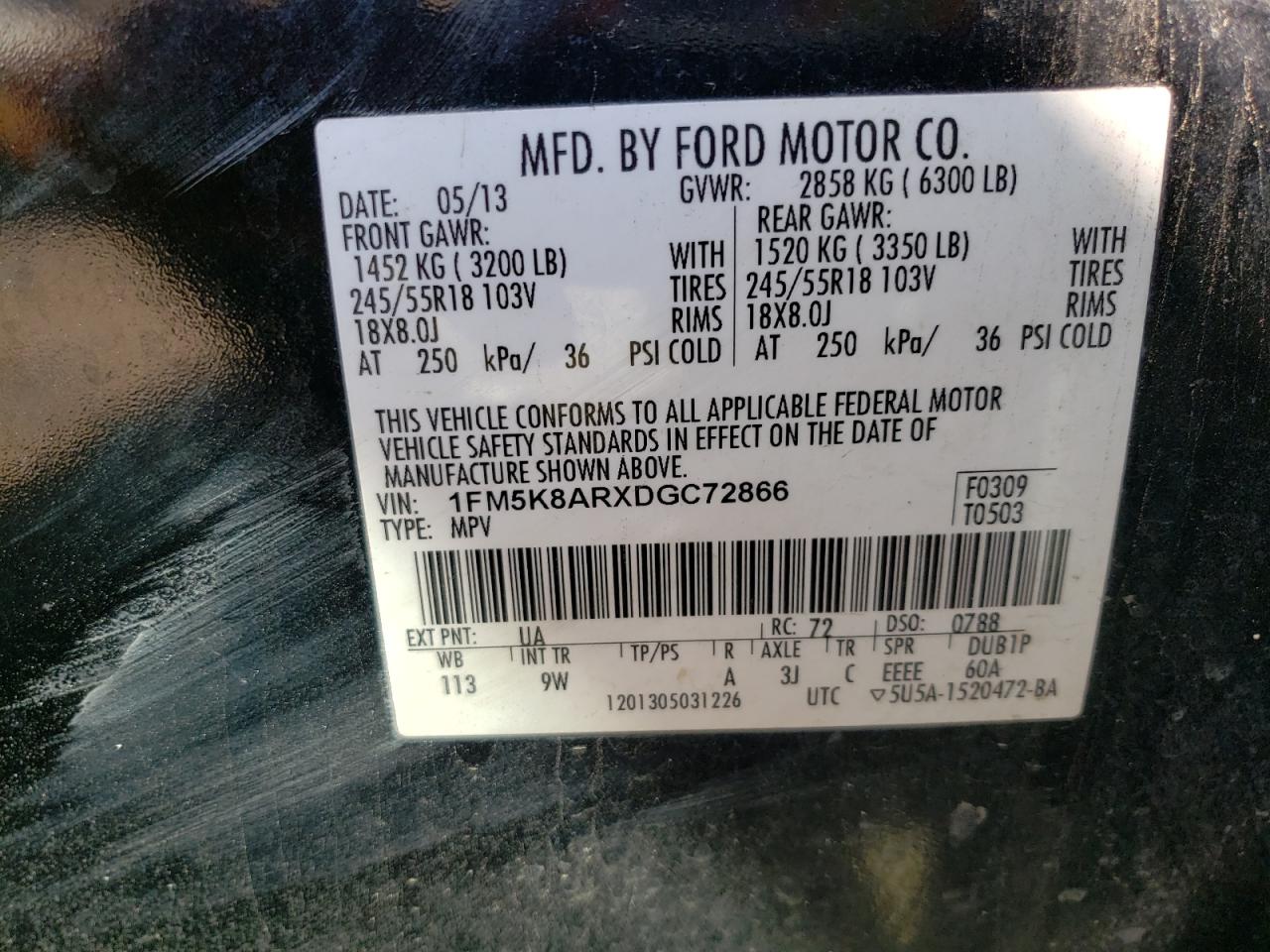 Photo 10 from auction – 2013 FORD EXPLORER P with VIN 1FM5K8ARXDGC72866