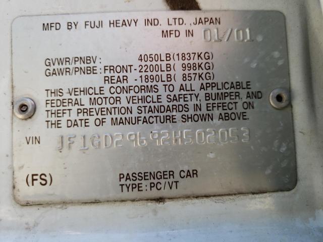 Photo 10 from auction – 2002 SUBARU IMPREZA WR with VIN JF1GD29692H502053