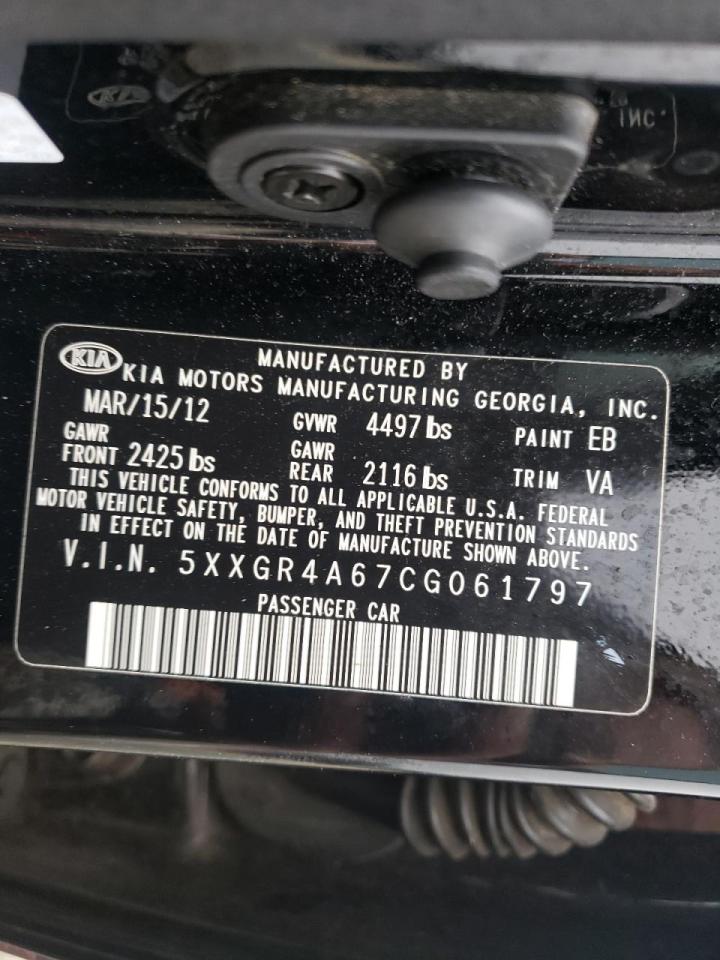 Photo 10 from auction – 2012 KIA OPTIMA with VIN 5XXGR4A67CG061797