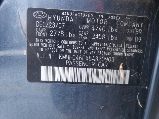 Photo 10 from auction – 2008 HYUNDAI AZERA SE with VIN KMHFC46FX8A320903