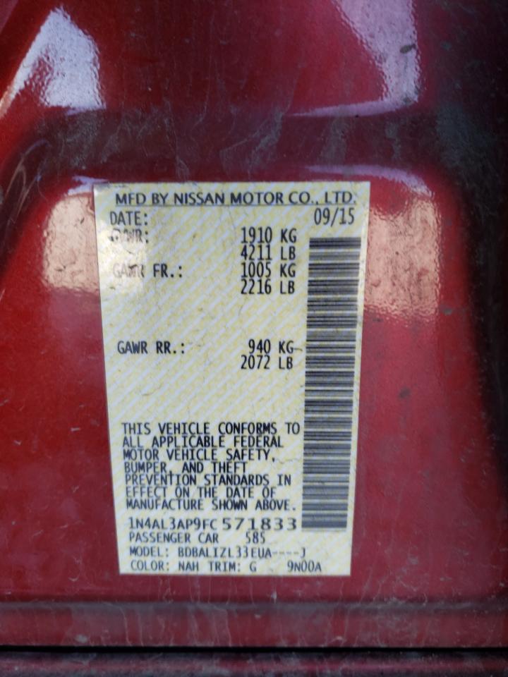 Photo 10 from auction – 2015 NISSAN ALTIMA 2.5 with VIN 1N4AL3AP9FC571833