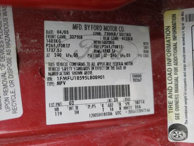 Photo 10 from auction – 2005 FORD EXPEDITION with VIN 1FMFU18595LB08901