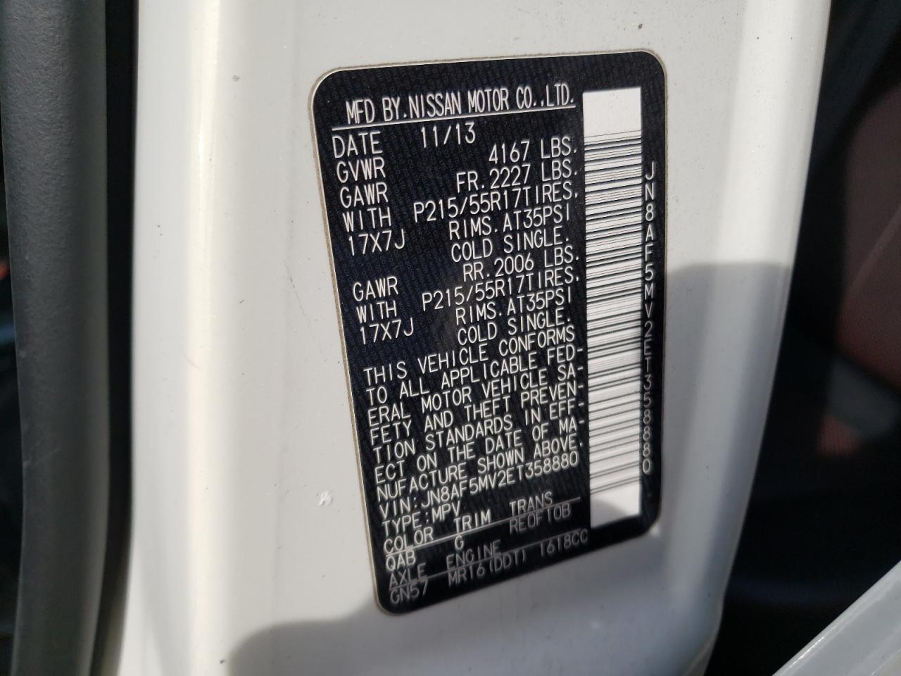 Photo 10 from auction – 2014 NISSAN JUKE S with VIN JN8AF5MV2ET358880