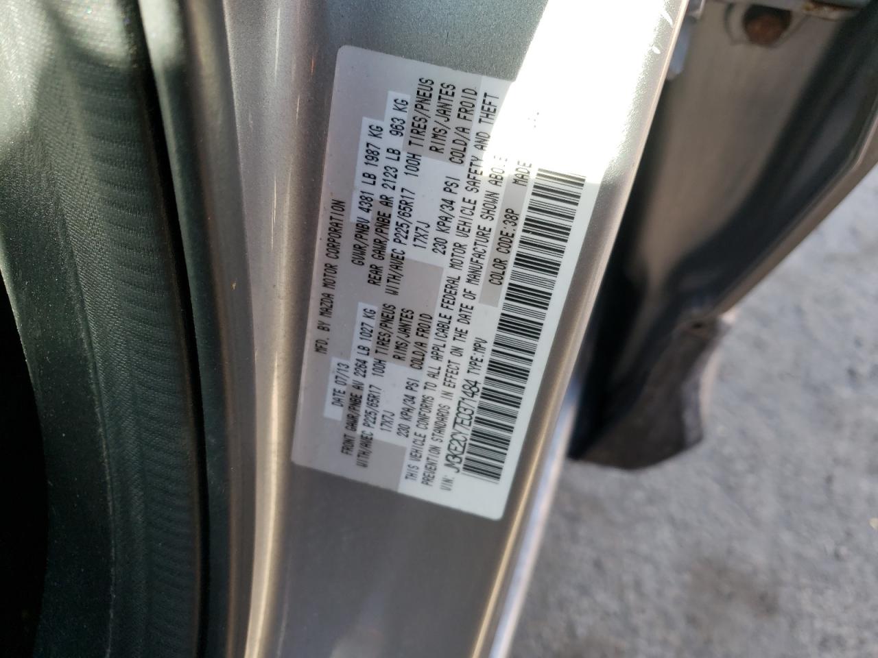 Photo 10 from auction – 2014 MAZDA CX-5 TOURI with VIN JM3KE2CY7E0371484