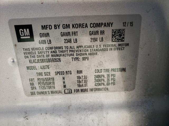 Photo 10 from auction – 2016 BUICK ENCORE with VIN KL4CJESBXGB593526