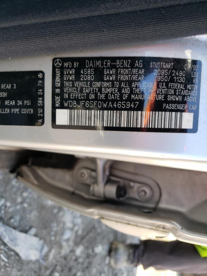 Photo 10 from auction – 1998 MERCEDES-BENZ E 320 with VIN WDBJF65F0WA465947
