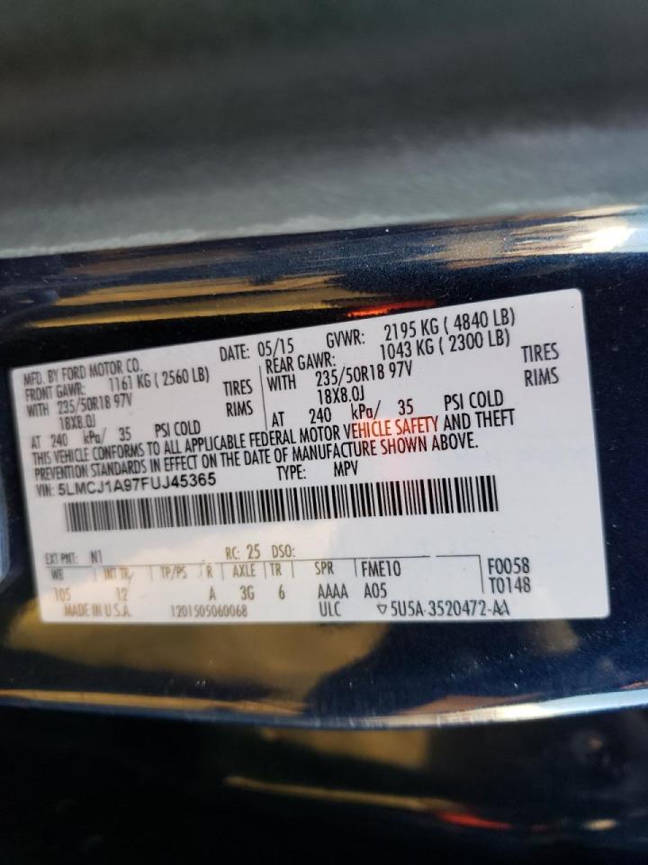 Photo 10 from auction – 2015 LINCOLN MKC with VIN 5LMCJ1A97FUJ45365