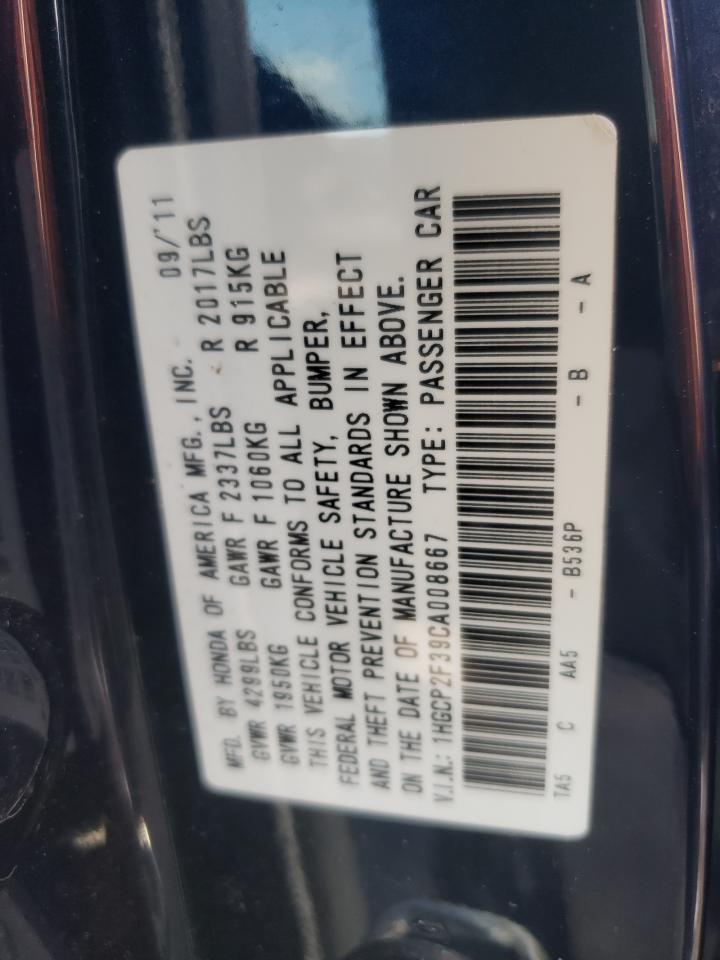 Photo 10 from auction – 2012 HONDA ACCORD LX with VIN 1HGCP2F39CA008667