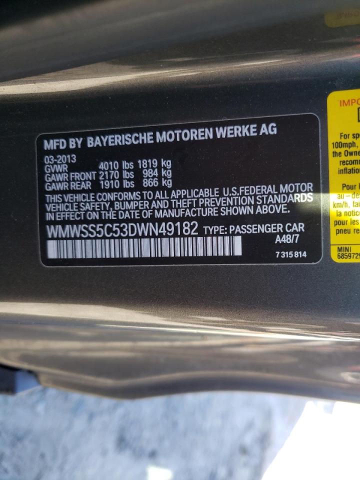 Photo 10 from auction – 2013 MINI COOPER S P with VIN WMWSS5C53DWN49182