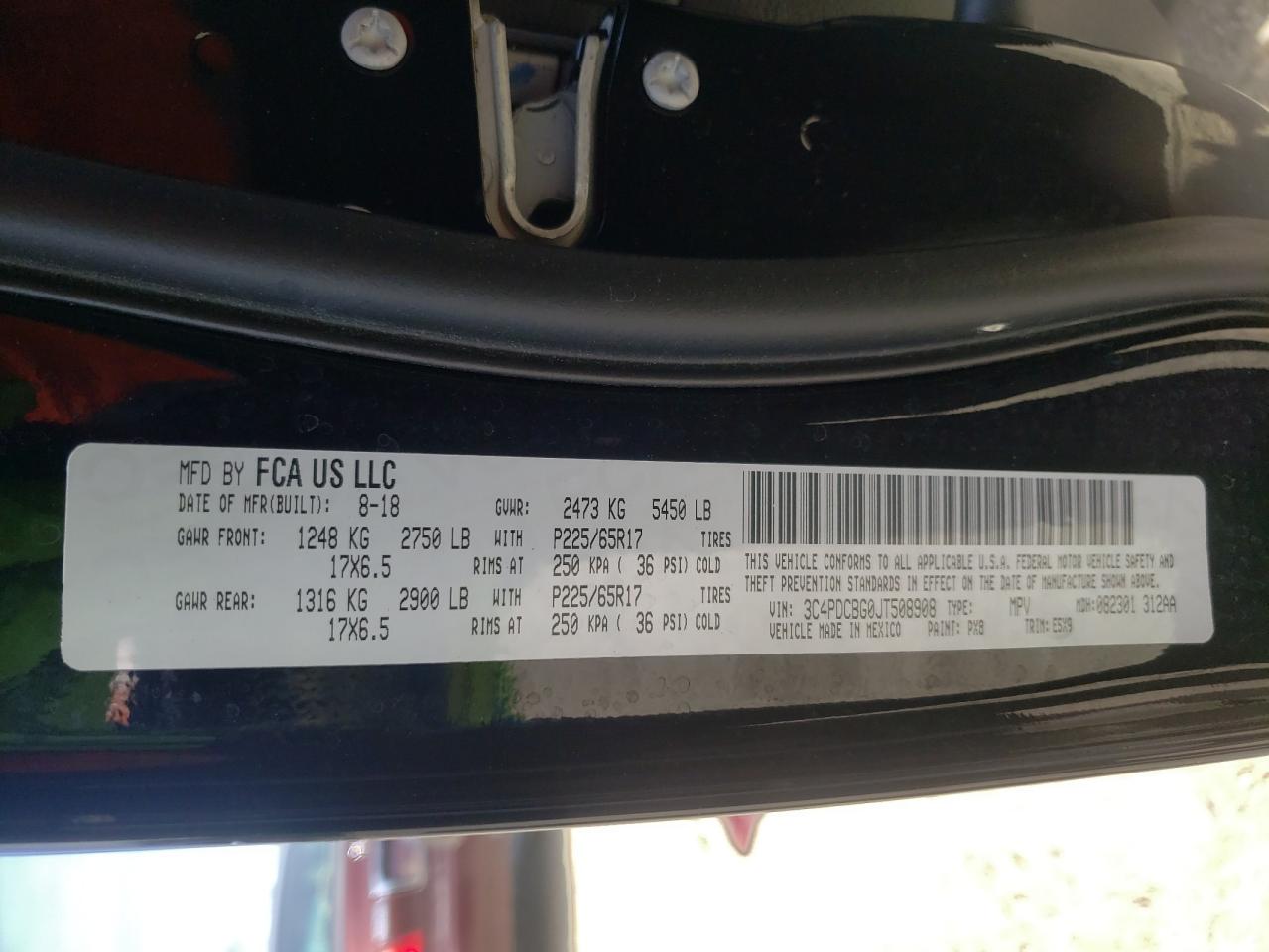 Photo 10 from auction – 2018 DODGE JOURNEY with VIN 3C4PDCBG0JT508908