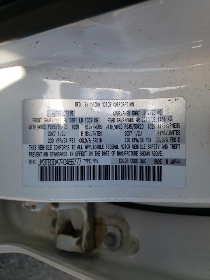 Photo 10 from auction – 2015 MAZDA CX-9 GRAND with VIN JM3TB3DA7F0466777
