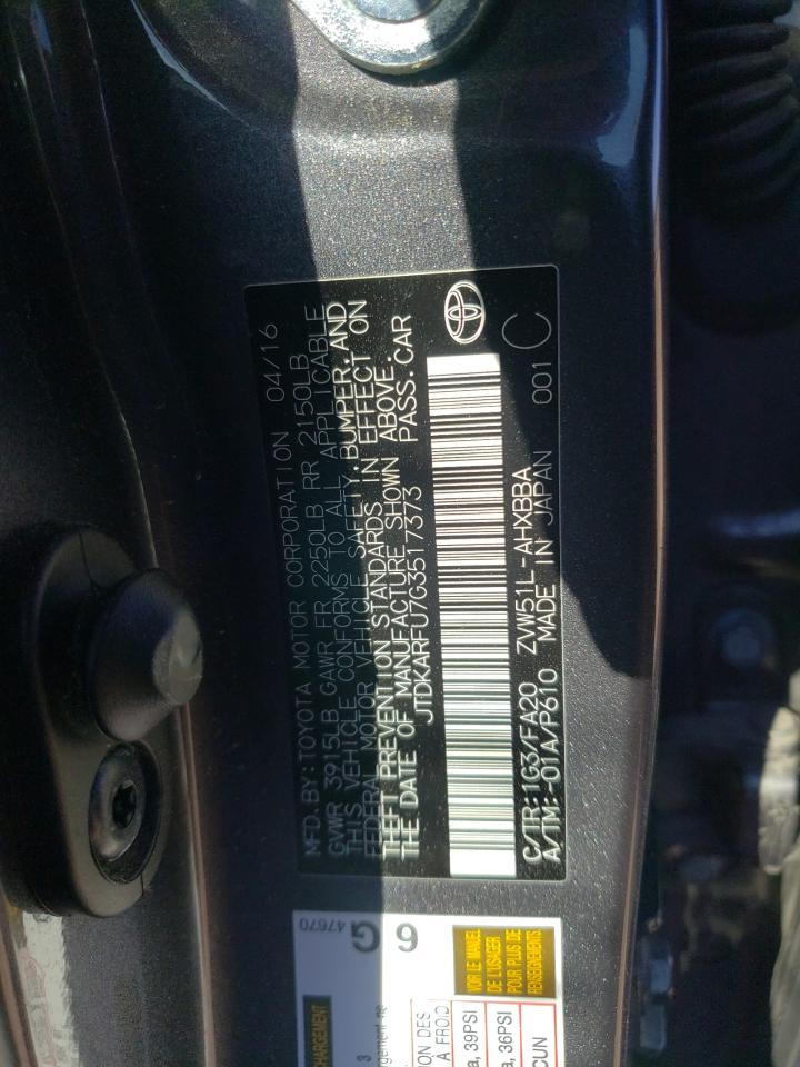 Photo 10 from auction – 2016 TOYOTA PRIUS with VIN JTDKARFU7G3517373