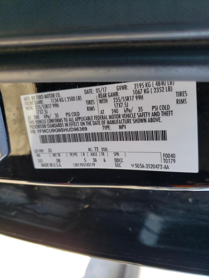 Photo 10 from auction – 2017 FORD ESCAPE SE with VIN 1FMCU9G95HUD96369