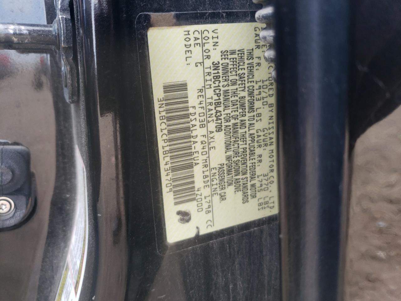 Zdjęcie 10 z aukcji – 2011 NISSAN VERSA S z VIN 3N1BC1CP1BL434709
