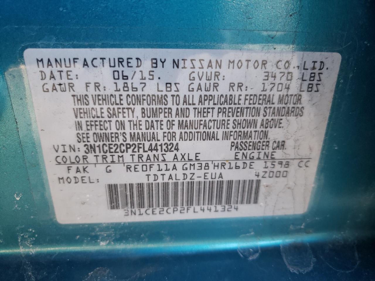 Photo 10 from auction – 2015 NISSAN VERSA NOTE with VIN 3N1CE2CP2FL441324